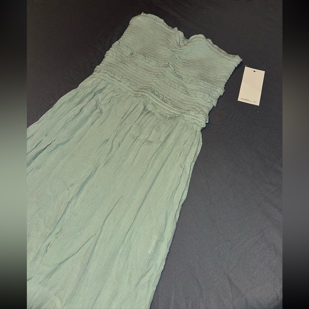 NWT O’neill Mint Green / Blue Strapless Midi Dress - Picture 3 of 5